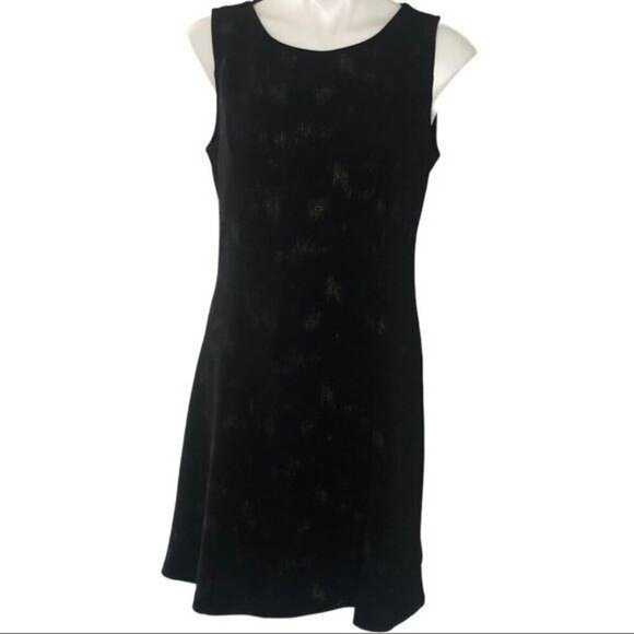 Collective Concepts Black/Gold Metallic A-Line Mini Dress, Sleeveless Women's L - Picture 1 of 9